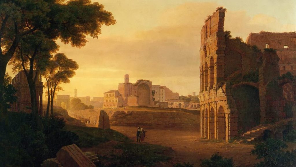 Colosseo e Foro Romano dipinti da Rudolf Wiegmann, 1835